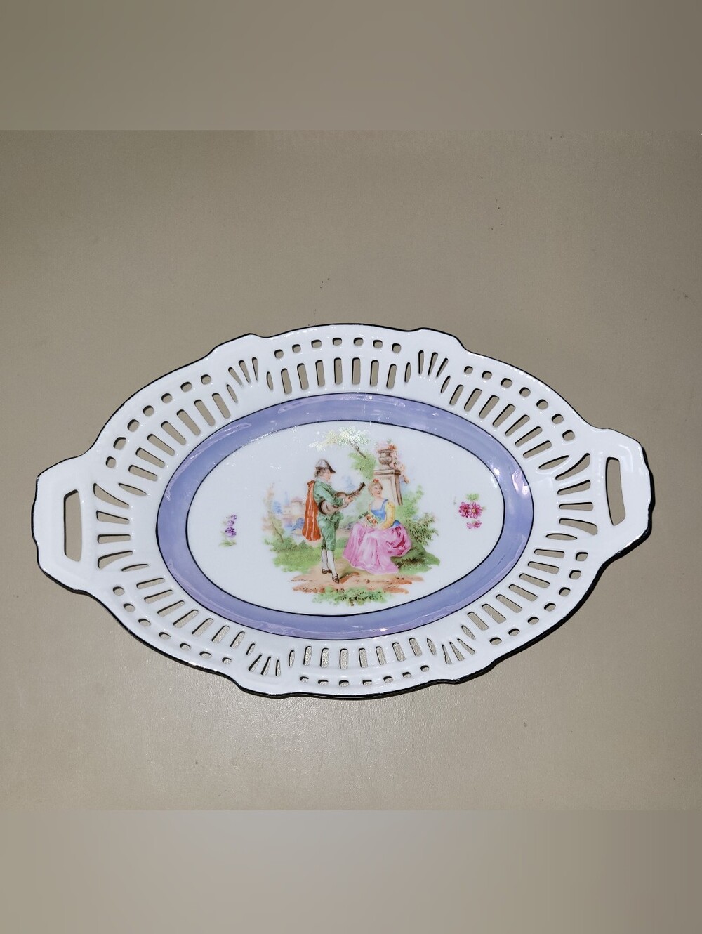 Antique Schwarzenhammer Bavaria Germany Pierced Porcelain Serving Dish.
